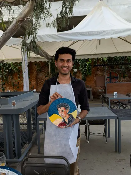 This participant painted an amazing portrait during a private birthday event. It's incredible to see what people can create with a little guidance.
