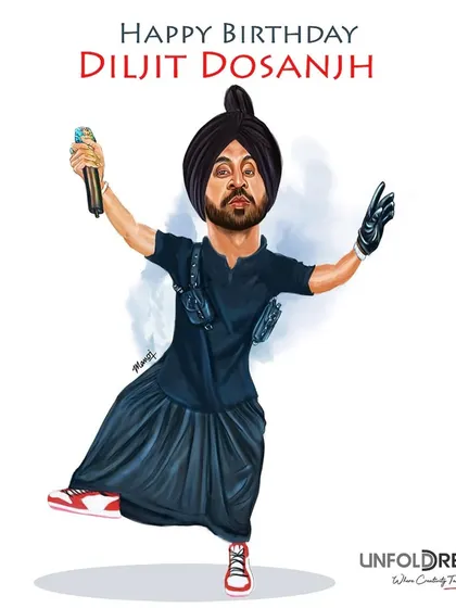 A birthday caricature for the multi-talented singer and actor, Diljit Dosanjh.