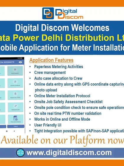 Another innovative solution from Tata Power DDL is their Mobile Application for Meter Installation. It enables paperless metering activities, crew management, and online data entry with GPS coordinate capture.