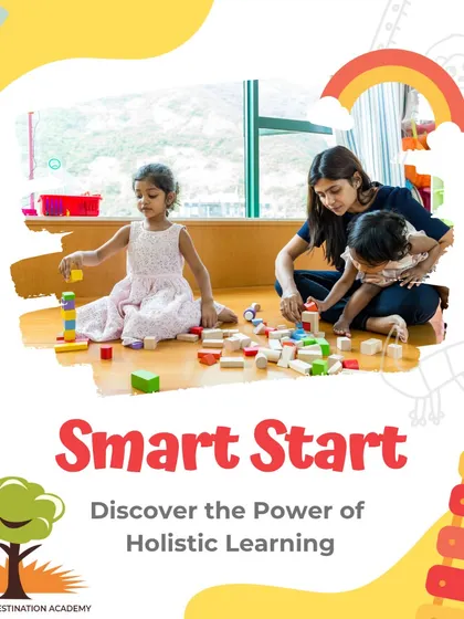 Give your child a Smart Start with the power of Holistic Learning. This image shows a mother and her children learning together with building blocks, symbolizing the foundational skills we help build.