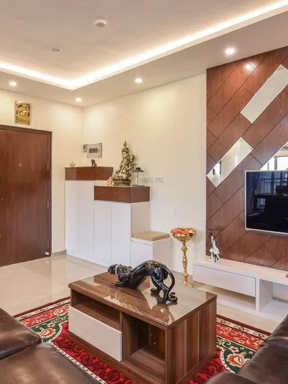 A duplicate of ID 78, this view shows the integrated design of the entryway shoe cabinet and the living room's TV unit.