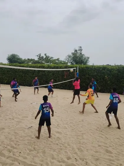 Our players engaging in a fitness session on a sand court, followed by a game of beach volleyball to improve agility and teamwork.