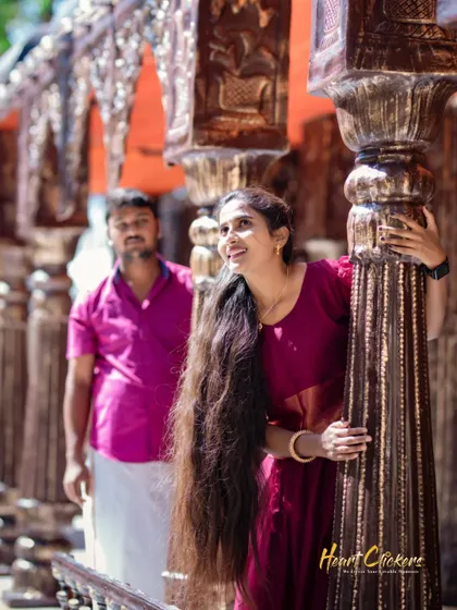 A playful pre-wedding moment captured in a unique architectural setting. I love finding interesting angles and compositions.