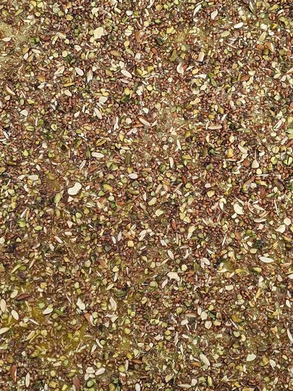 A tray of Kashihalva, a traditional sweet made from ash gourd, ghee, and sugar, garnished with nuts. Its unique texture and flavour make it a memorable part of any meal.