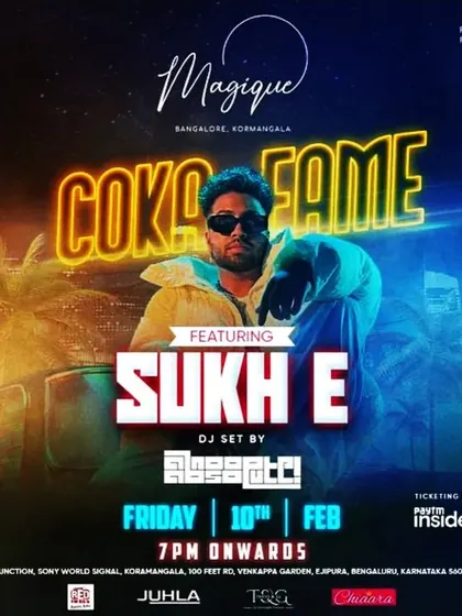 The flyer for a massive night with the Coka sensation, Sukh-E. I played a signature UK Punjabi and Disco-Tronic Bolly set to keep the party going.