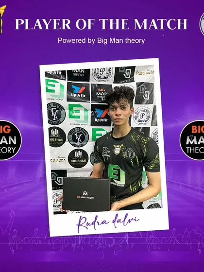Rudra Dalvi, earning the Player of the Match award.