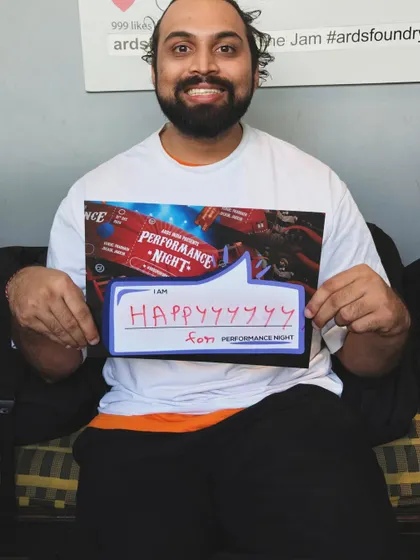 "HAPPY" says it all. The pure joy and excitement from one of our community members looking forward to Performance Night.