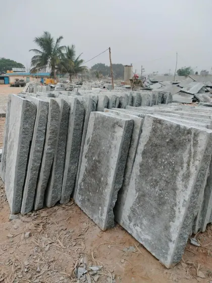 Stacks of rough Bangalore stone slabs at my supply yard.