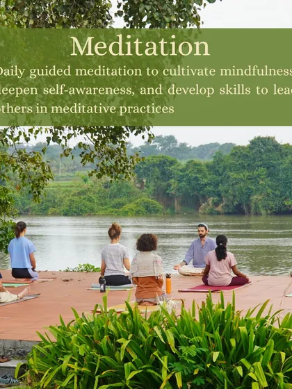 Morning meditation on the riverside patio is a cornerstone of our daily routine. This practice cultivates mindfulness and deepens self-awareness to start the day with clarity.