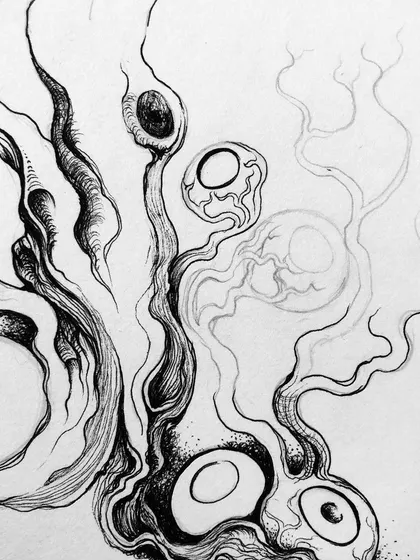 A duplicate of an early stage of the eyeball tree sketch.