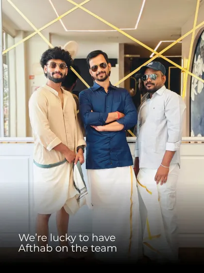 We are lucky to have Afthab on our team. Here he is with his colleagues, celebrating together.