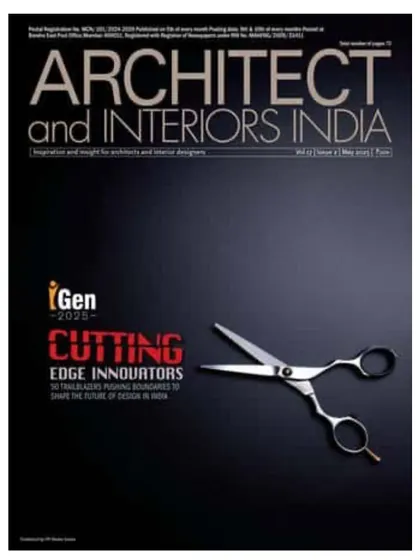 The cover of the 'Architect and Interiors India' magazine announcing the iGEN 2025 list. Seeing our work recognized on this platform is a humbling and motivating experience for our entire studio.