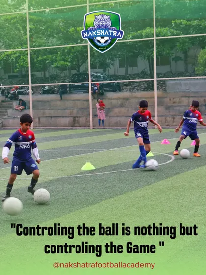 Controlling the ball is controlling the game. Young players at our academy work on their first touch and dribbling skills.