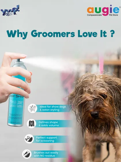 Groomers love this Easy Shape spray because it's ideal for show dogs and salon styling. It defines shape, adds volume for perfect scissoring, and brushes out easily with no residue.