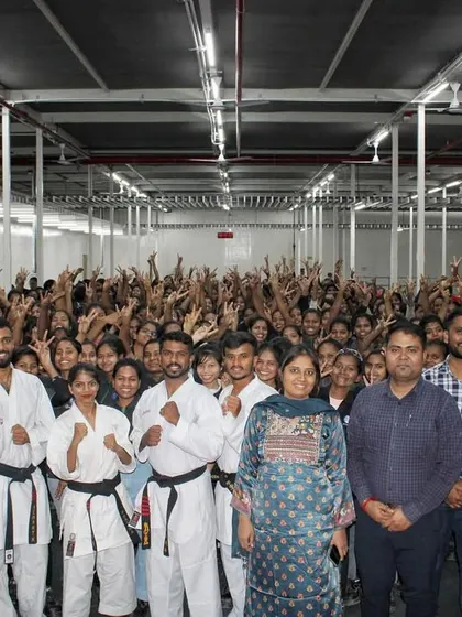 Another group photo with the management and participants at Ather, celebrating the completion of a powerful and impactful self-defense seminar.