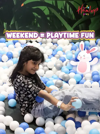Weekends are for playtime! A relaxing moment in the ball pit is the perfect way to unwind and have fun after a long week of school.