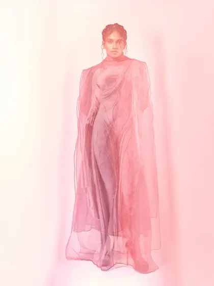 Using a Centerfield Split Diopter lens for Ponny Mag, this shot has a dreamy, ethereal quality with soft focus and a pinkish hue.