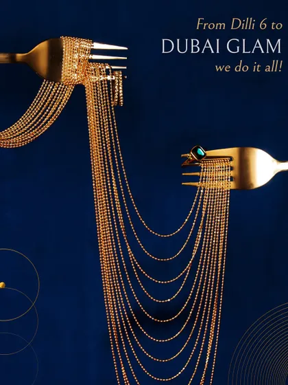 From Dilli 6 to Dubai glam, we do it all. This conceptual image represents our ability to stretch our culinary imagination, weaving together diverse influences into a single, glamorous experience.