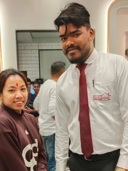 Olympic silver medalist and weightlifting champion Mirabai Chanu feasting at Bademiya. It was an honour to serve a national hero.
