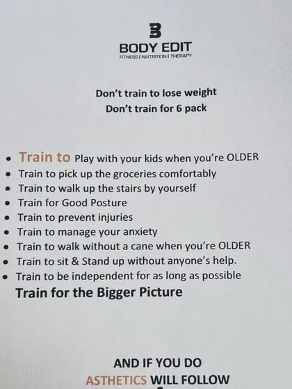 Our training philosophy. We train for the bigger picture: to play with your kids, prevent injuries, and live an independent life for as long as possible.