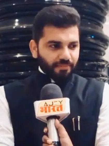 Giving an interview to Aaj Bharat, where I discussed contemporary legal issues and their impact on society.