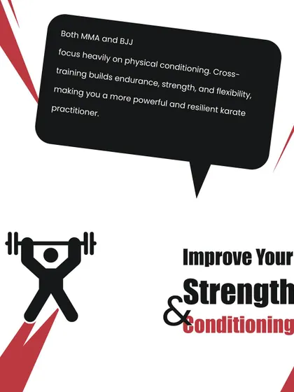 This graphic explains how our training methods, including Brazilian Jiu-Jitsu (BJJ) and MMA conditioning, directly improve your overall strength and conditioning.