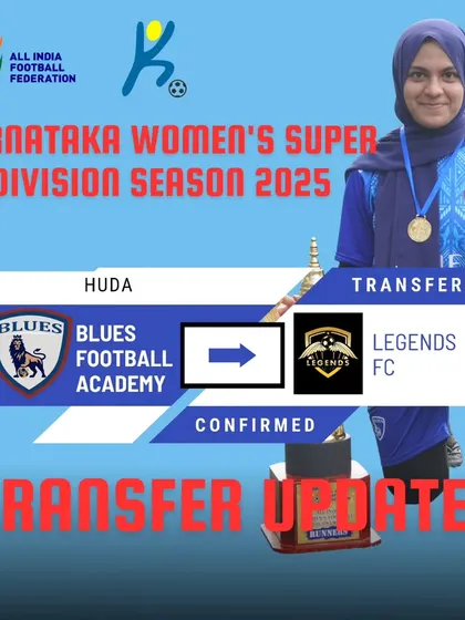 Official transfer update for our player Huda, who is joining Legends FC for the 2025 Karnataka Women's Super Division season.