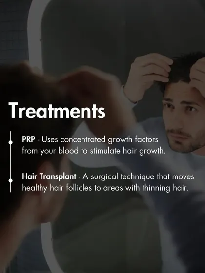 My primary treatments for hair loss are PRP and hair transplants. PRP is a non-surgical option that uses your blood's growth factors to stimulate follicles, while a transplant is a surgical technique that moves healthy follicles to thinning areas for a permanent fix.
