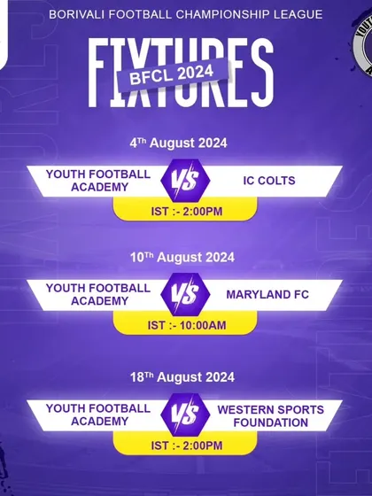 Our fixture list for the first leg of the Borivali Football Championship League 2024. A busy and exciting schedule for our team.