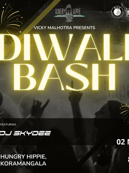 Flyer for a special 'Diwali Bash' at Hungry Hippie, where I played a festive Bollywood set.