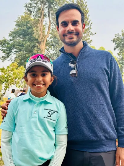 Aahana Shrivastava pictured with professional golfer Shubhankar Sharma after her impressive performance at his All India Junior Invitational Series.