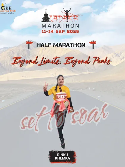 Set to soar. A GRR runner ready to take on the half marathon at the extreme altitude of the Ladakh Marathon.