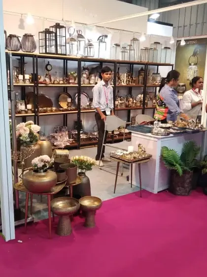 A snapshot from our successful first day at the Gift World expo. It's always exciting to connect with new people who appreciate handcrafted decor.