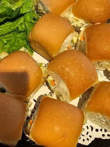 Our new Pav Bites, a quick and easy appetizer featuring soft pav filled with a delicious coleslaw mixture.
