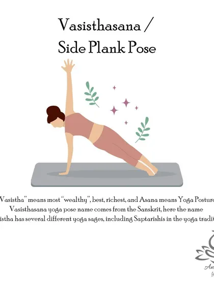 Vasisthasana (Side Plank Pose) strengthens the arms, legs, and core, while also improving balance and focus.