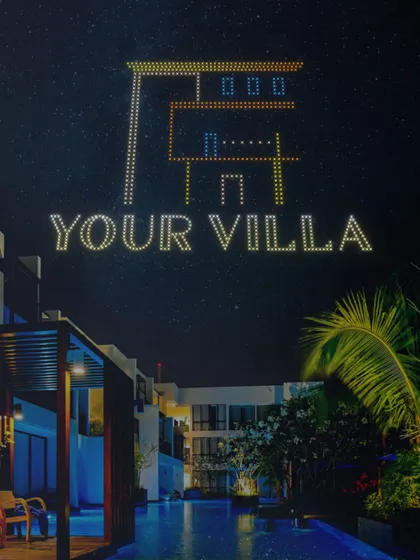 Your villa, brought to life in the sky. This drone show over a luxury property showcases the building's architecture, creating a unique and unforgettable marketing event for potential buyers.