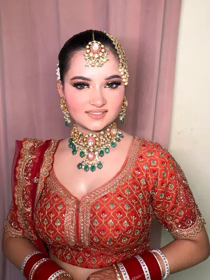 A classic bridal portrait, with a happy and confident smile.