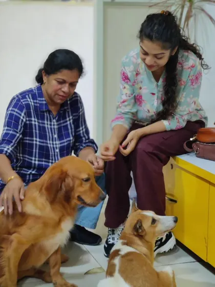 Varsha Bollamma spending time with some of our permanent residents. Her visit brought a lot of joy to our animals and our team.