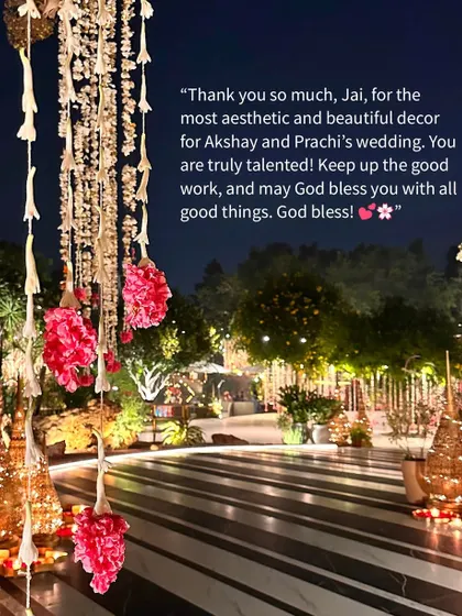 "The most aesthetic and beautiful decor." A wonderful compliment on the artistic vision and execution for Akshay and Prachi's wedding.