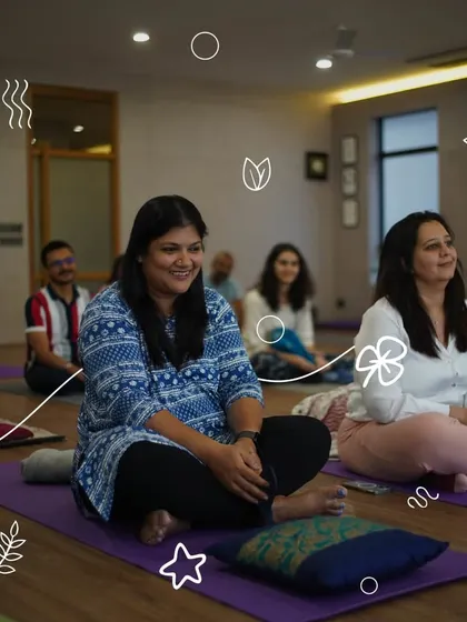 The happy, relaxed faces of participants after a sound healing session. This image captures the sense of community and shared peace that our experiences foster.