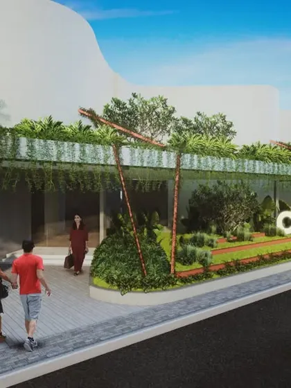 This entrance mimics Kerala's unique style of step farming through layered gardening. The stepped walls with a lush green canopy create a calming and serene environment as you arrive at the 'Gateway to God's Own Country'.