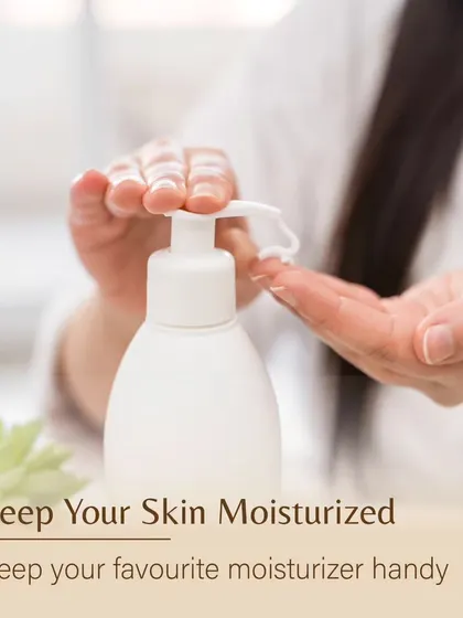 Keep your skin moisturized. Having your favorite moisturizer handy and applying it throughout the day is a simple but effective way to maintain your skin's hydration levels.