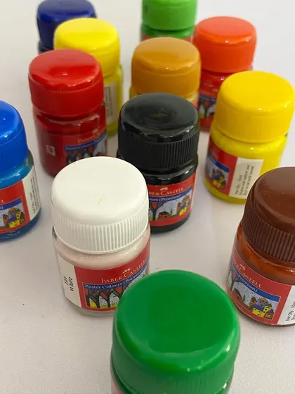 We provide all the necessary materials for our classes, including a wide range of fabric paints.
