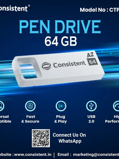 My 64 GB pen drive offers a great balance of storage and performance. It's a fast, secure, and universally compatible USB 2.0 device, perfect for carrying important documents, photos, and media.