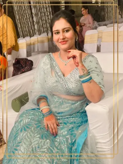 Dazzling in sea green. This client is radiating happiness in a stunning sequined lehenga.