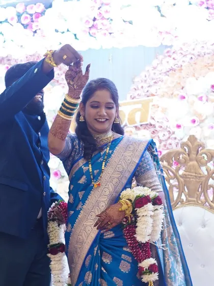 Another shot of the couple dancing. The bride's makeup stays perfectly in place, allowing her to celebrate without any concerns.