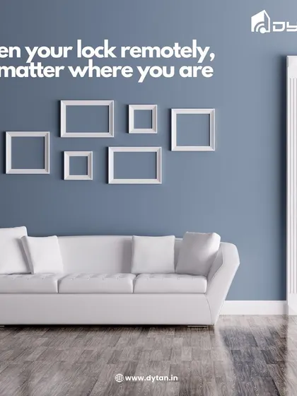 This image illustrates the core benefit of our system. You can be relaxing in your living room, or anywhere else, and still have complete control to open your lock remotely.