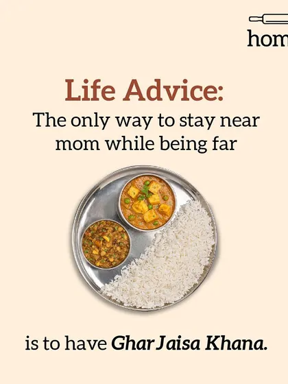 Living away from home is tough, but your meals don't have to be. This plate of simple paneer curry, dal, and rice is more than just food; it's a connection to home and a reminder of Mom's love, delivered right to you.