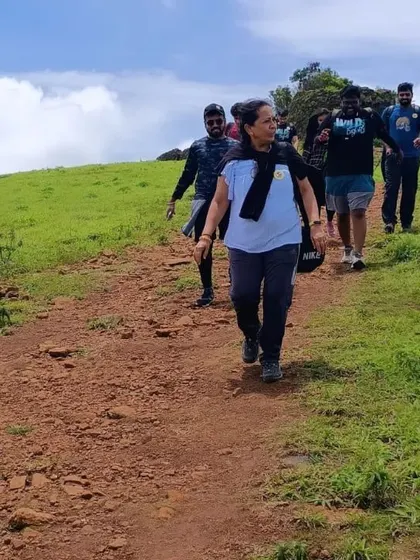 Our group walking along the trail, led by an experienced trekker. Safety and guidance are my top priorities.