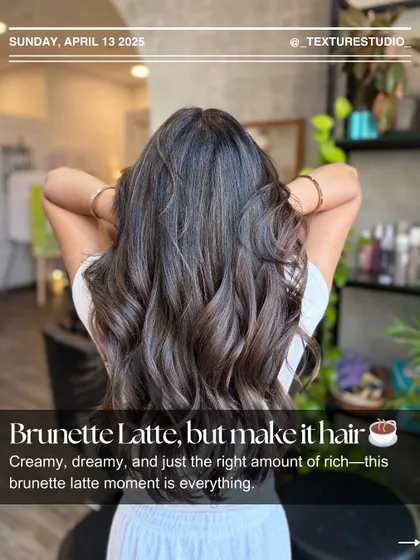Brunette Latte, but make it hair. This creamy, dreamy, and rich brown color is the perfect pick-me-up, just like your favorite coffee.